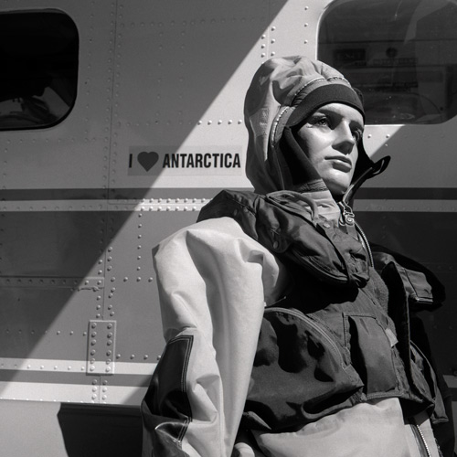 Shop dummy dressed as pilot, Helgoland.